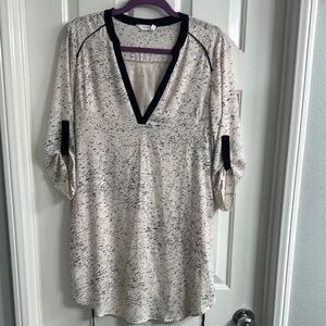 Women's Cream and Black V-Neck tie dress